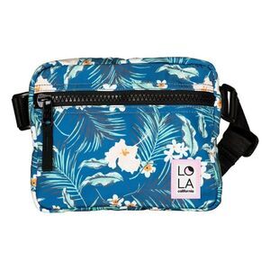 NWT FLORAL RECYCLED NYLON HIPPIE FANNY PACK: TEAL